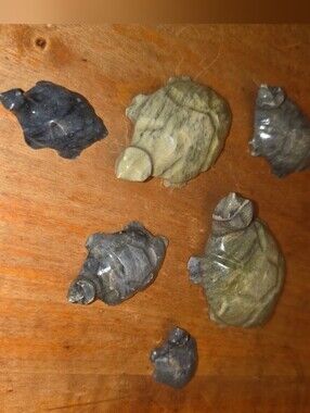 6Pcs  Green Jade Turtle Crystal Gemstone Turtles Hand Carved Home Decor Gift